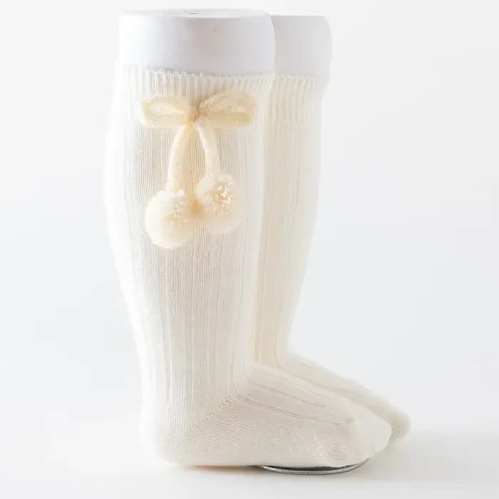 Pompon bébé garçons filles chaussettes pour enfants tricot nouveau-né automne hiver