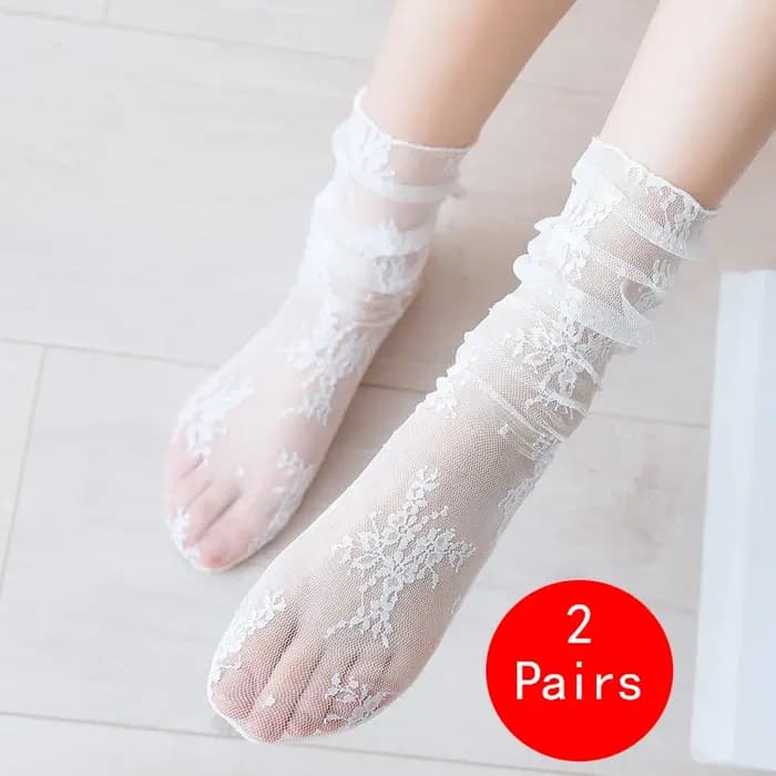 1/2 paires de chaussettes fines femmes été Ultra respirant Transparent dentelle