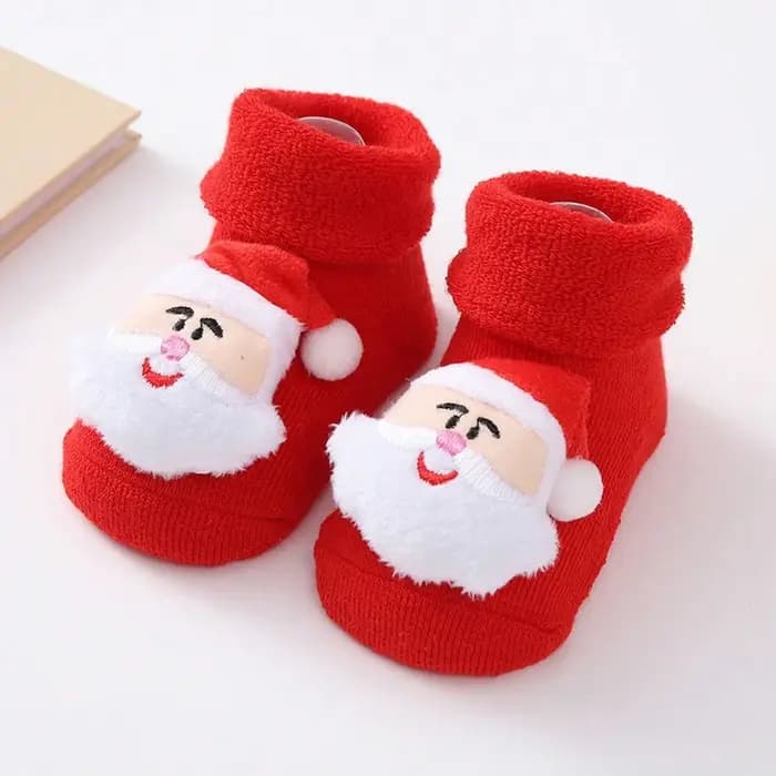 Mignon père noël poupée tricoté bébé chaussettes nouveau-né enfant en bas âge doux bonhomme de neige cerf chaud