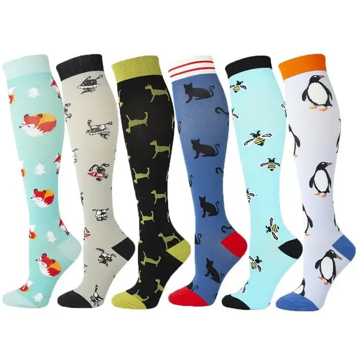 Genou haute Compression chaussettes pour hommes femmes course infirmière
