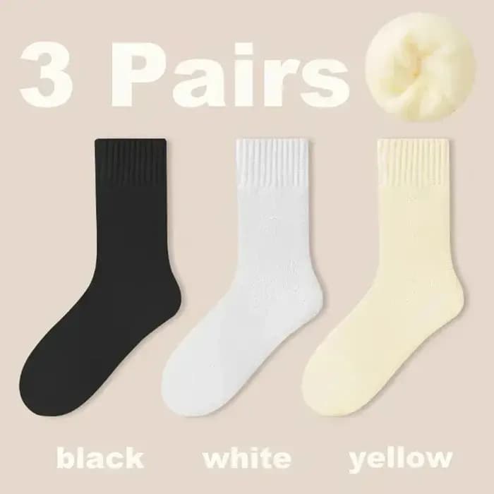 3 paires femmes chaussettes laine automne hiver chaud neige Markron couleur épais peluche poilu doux post-partum bas