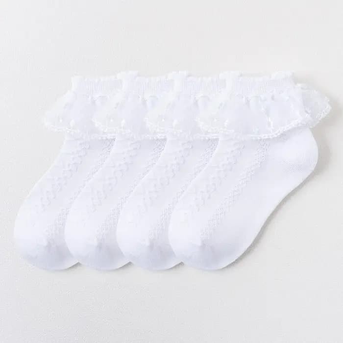 4 paires de chaussettes à volants en dentelle pour filles