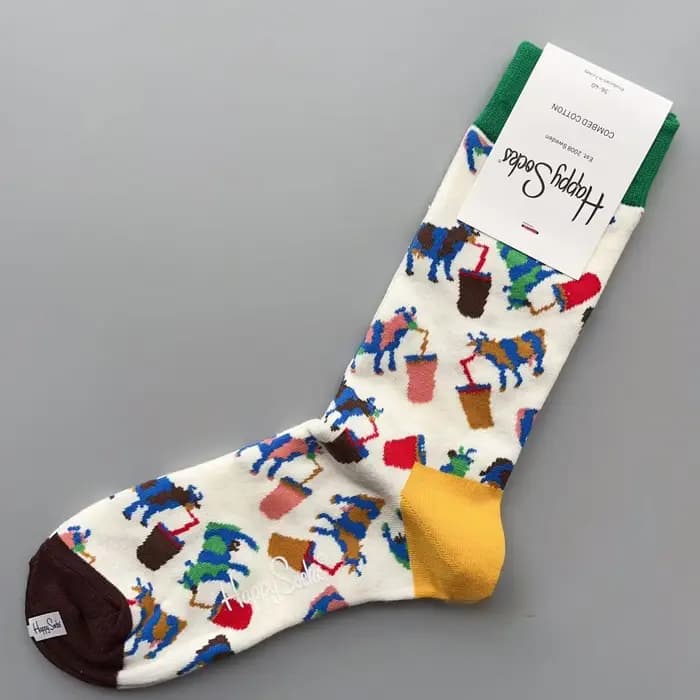 Happy chaussettes femmes hommes classique équipage chaussette coton amusant nouveauté