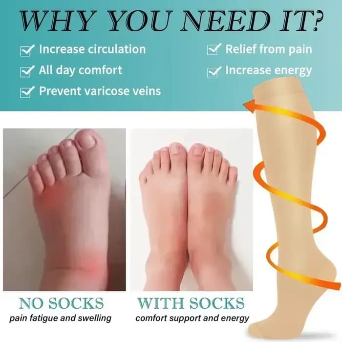 1 paire de chaussettes de Compression pour femmes et hommes