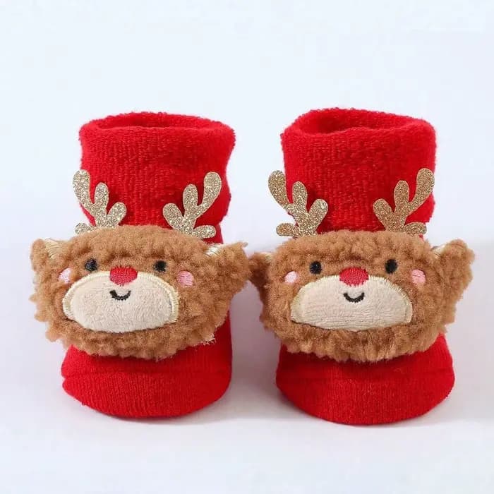 Mignon père noël poupée tricoté bébé chaussettes nouveau-né enfant en bas âge doux bonhomme de neige cerf chaud