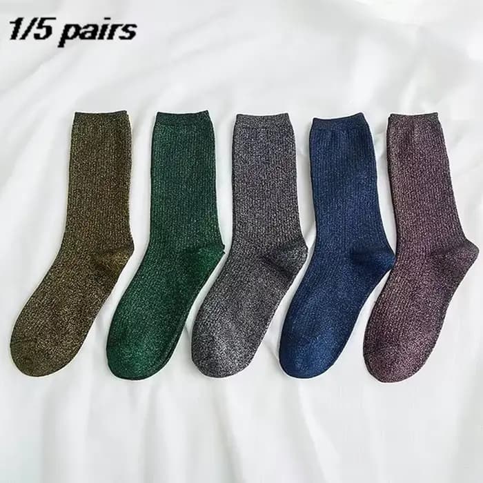 Chaussettes rayées à paillettes brillantes pour femmes