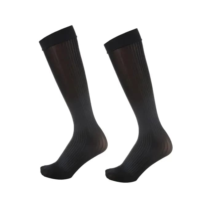 Hommes soyeux cheval huile brillant bas chaussettes en Nylon homme Sexy Ultra-mince transparent longues affaires