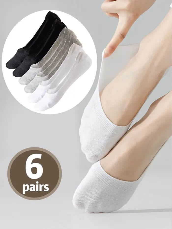 6 paires de chaussettes bateau en pur coton anti-odeur et absorbant la transpiration pour femmes