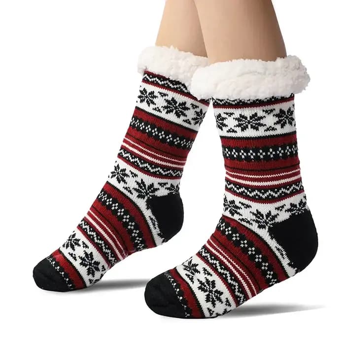 Chaussettes floues pour hommes hiver chaud court épaissi maison dormir thermique doux moelleux pantoufle de sol chaussette mâle cadeau de noël flocon de neige