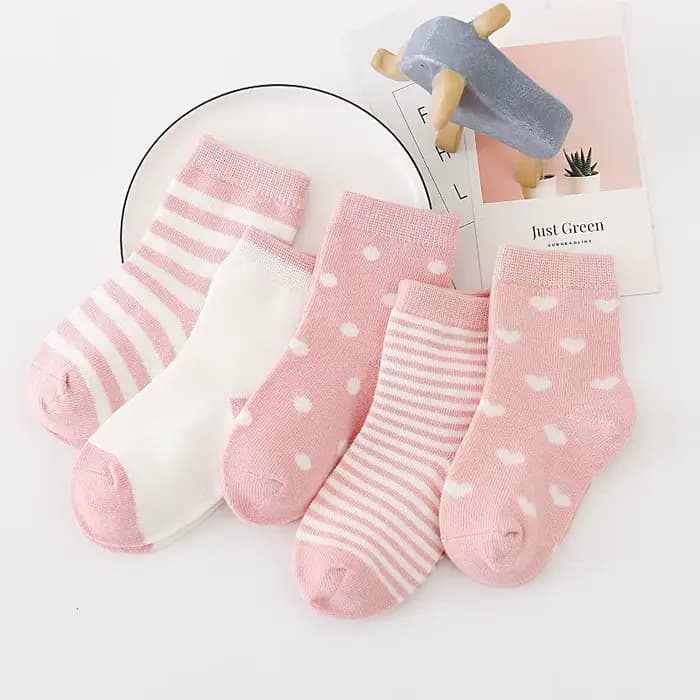 5 paires/lot enfants chaussettes en coton doux garçon fille bébé infantile mode rayure chaud pour automne hiver 0-6 ans