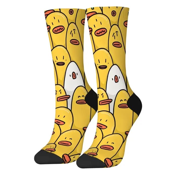 Chaussettes pour hommes imprimées de canard de dessin animé drôle