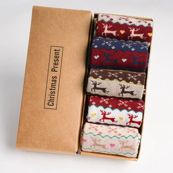 Lot de 5 paires de chaussettes à motifs de Noël, chaussettes festives avec motif de Père Noël, chaus