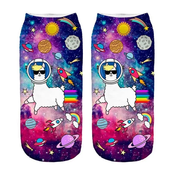 Impression 3D joyeux alpaga femmes chaussettes Unixex Invisible Sokken magique Cool mouton Art nouveauté cadeau livraison directe