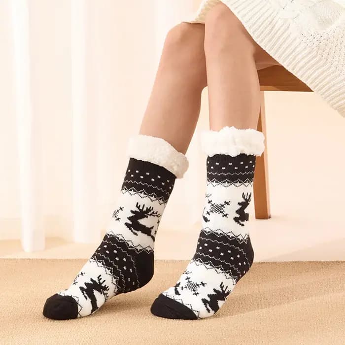 Chaussettes de sol de noël fauve flocon de neige maison chaussette de sommeil attaché tapis