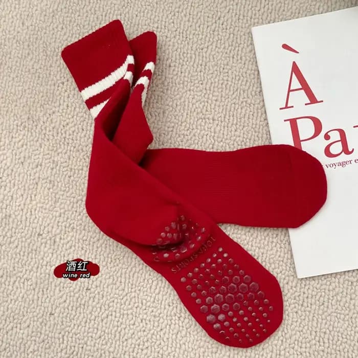 Chaussettes de yoga respirantes en coton à rayures vintage 2026