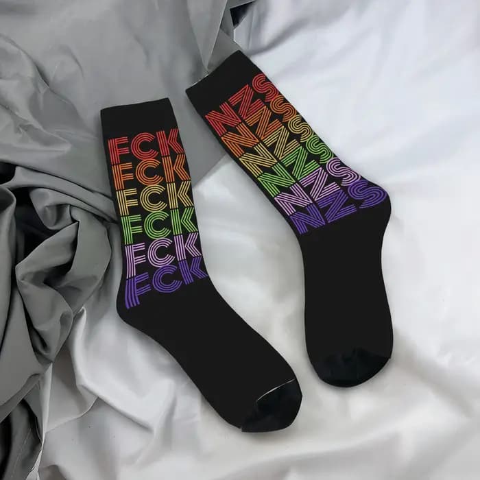 Fck Nzs Chaussettes Kawaii Bas Chaussettes d'extérieur douces pour hommes Chaussettes antidérapantes graphiques d'hiver