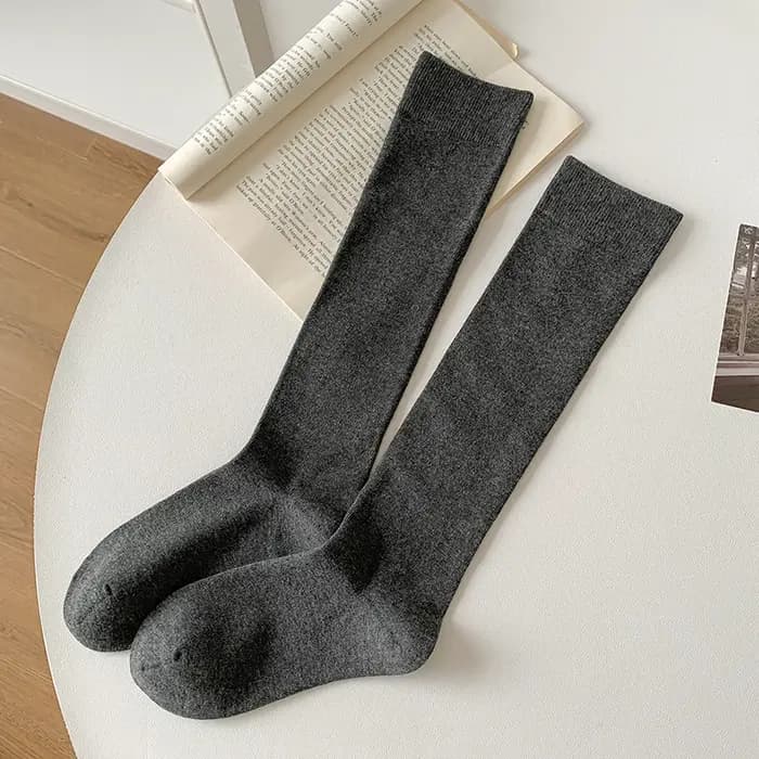 Femme bas haute qualité mode plaine Style japonais genou chaussettes hautes pour femmes respirant longues