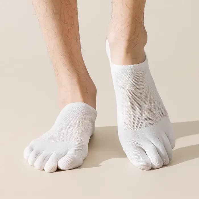 5 paires de chaussettes antidérapantes pour hommes, avec doigts séparés, pantoufles invisibles, chaussettes à cinq doigts, sport, maille d'été