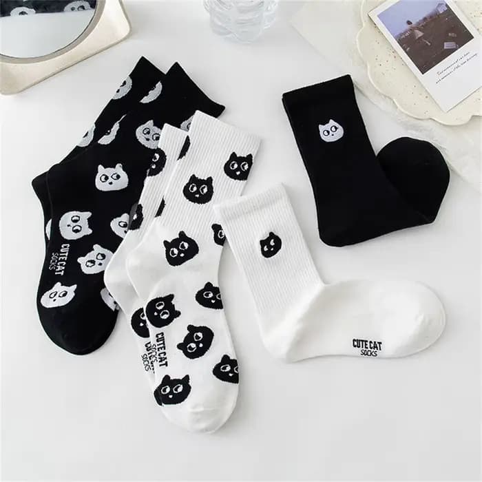 Chaussettes chat mignon noir blanc pour femmes, joli chaton décontracté, cadeau de noël, livraison directe, nouvelle collection