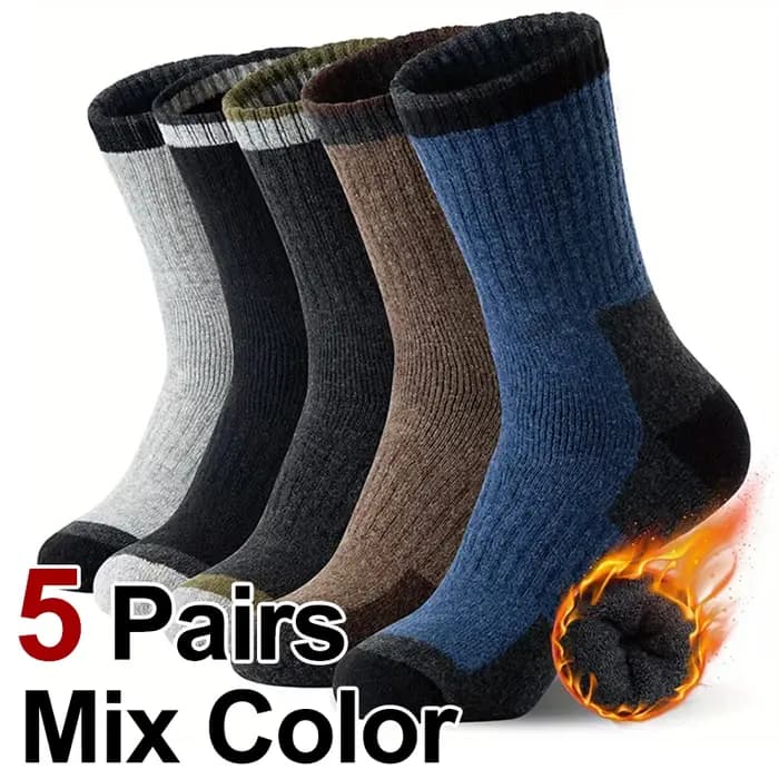 1/3/5 paires automne/hiver hommes chaussettes en laine épaisse confortable chaud cachemire en plein air course