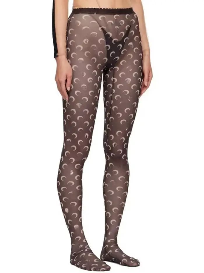 Collants marron en peluche pour femme, imprimé lune, sexy, élastiques, avec poches, bas polyvalents