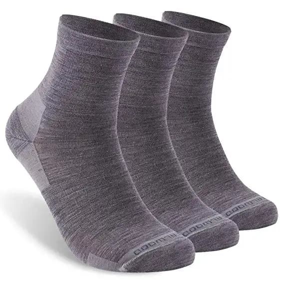 ZEALWOOD 3 paires de chaussettes de course en laine mérinos pour hommes et femmes, série Lifestyle, anti-ampoules, coussinées, ultra-légères, pour le tennis