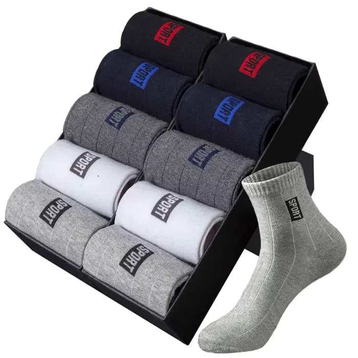 20 pièces = 10 paires de chaussettes pour hommes de haute qualité en coton respirant absorbant la sueur tube moyen chaussettes noires déodorant hommes d'affaires cadeau chaussette