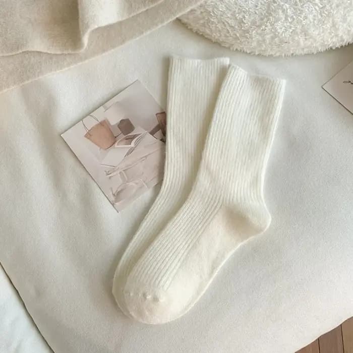 Femmes laine chaussettes chaud hiver épais cachemire flou décontracté couleur unie confortable maison chaussette doux longue thermique de haute qualité