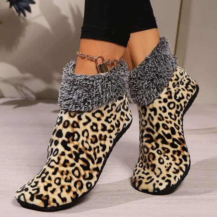 Chaussettes de sol imprimées léopard pour hommes et femmes