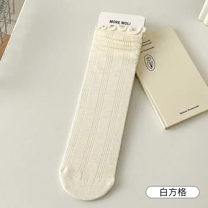 Chaussettes pour femmes Jk Harajuku, blanches et noires, printemps-été, coton, style coréen, simples, mi-tube, respirantes, confortables