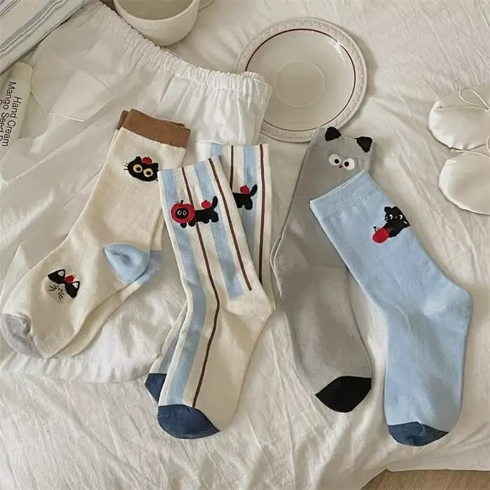 1/4 Paires de Chaussettes Mignonnes Nouveautés Tendance en Coton Respirant, Chaussettes Amusantes à