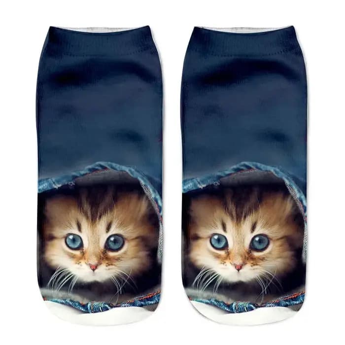 Chaussettes basses à motif de chat mignon pour femmes