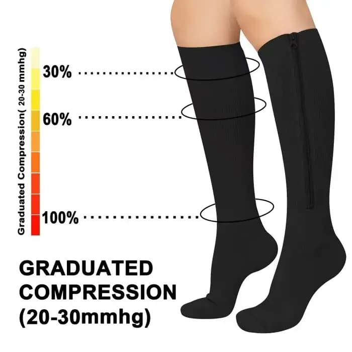 Chaussettes de compression à fermeture éclair médicale pour hommes et femmes