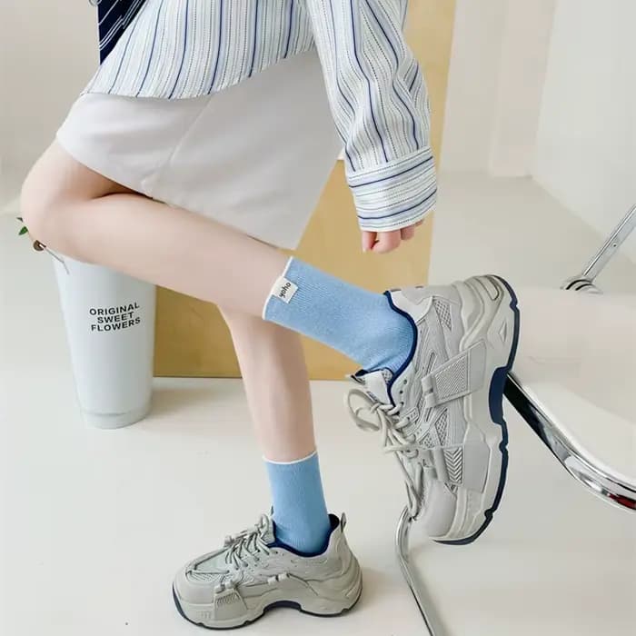 Chaussettes pour femmes, amusantes, printemps-été, Kawai, respirantes, ultra fines, mi-mollet, couleurs bonbons variées, mi-mollet, en coton, mode, douces