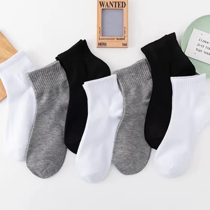5 paires/lot de chaussettes mi-mollet de couleur unie pour hommes