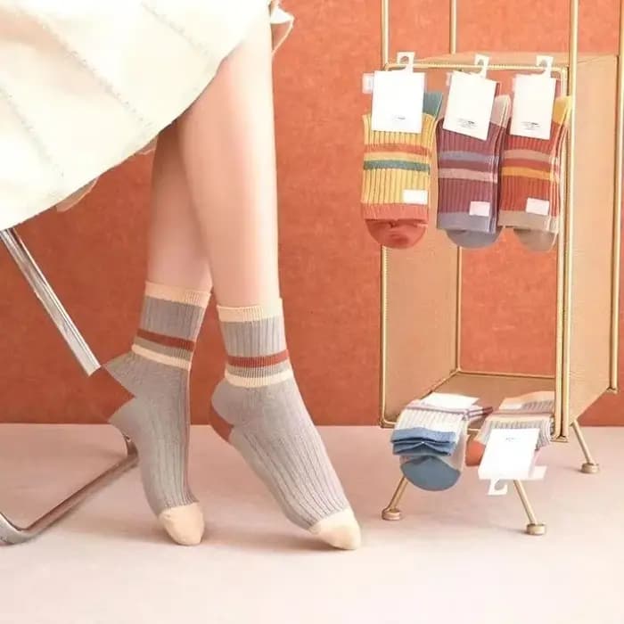 5 paires de chaussettes imprimées rayées pour femmes