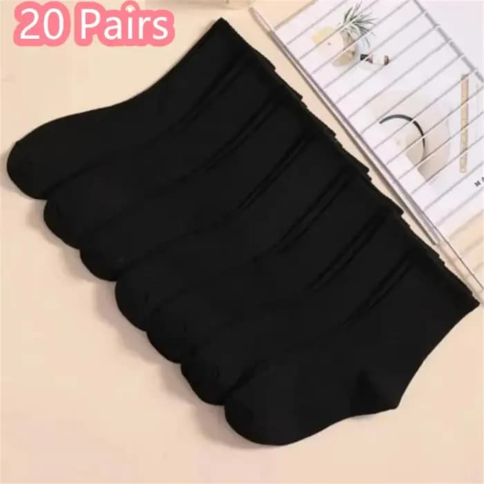 1/7/10/20 paires chaussettes mi-longues femmes classique noir blanc couleur unie à la mode sport décontracté absorbant