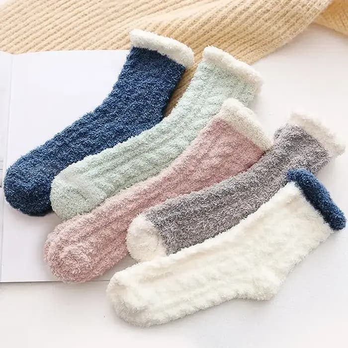 5 paires de chaussettes épaisses en molleton de corail pour femmes