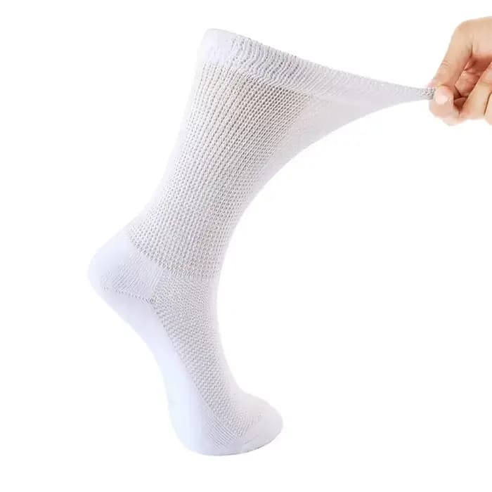Chaussettes pour femmes diabétiques au dessus du mollet, en coton, amples, noires et blanches, pour