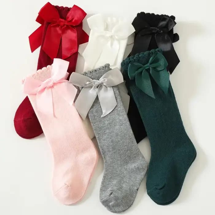 Chaussettes hautes avec nœud au genou pour bébés filles