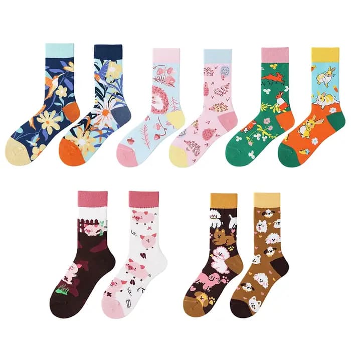 【5 paires】 Chaussettes originales AB Tide pour homme et femme, chaussettes colorées en coton, chaussettes unisexes à tube moyen pour toutes les saisons, cadeau