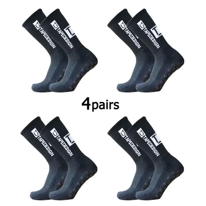 4 paires/lot, chaussettes de football antidérapantes avec bande adhésive, mi-mollet, antidérapantes, pour le sport, le cyclisme, pour hommes, EU38-45, nouvelle collection 2024