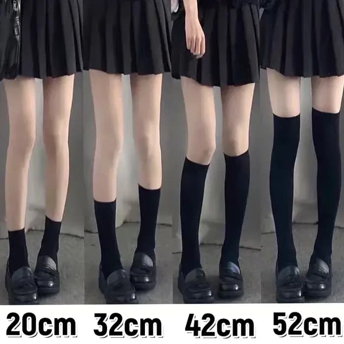 JK femmes noir blanc genou haute Lolita chaussettes dame filles