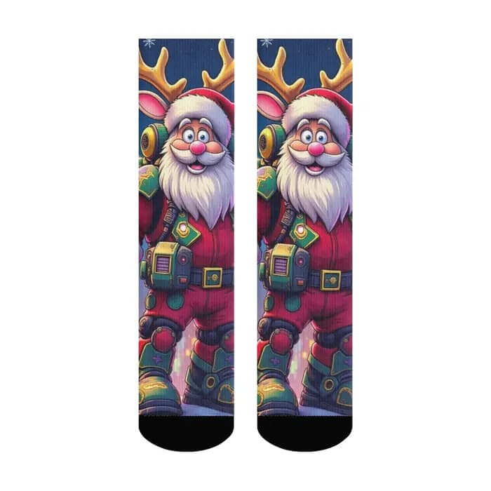 Chaussettes joyeuses sur le thème de noël, chaussettes amusantes imprimées de dessin animé du père noël, unisexes, confortables, chaudes, antidérapantes, nouveauté, cadeau de vacances