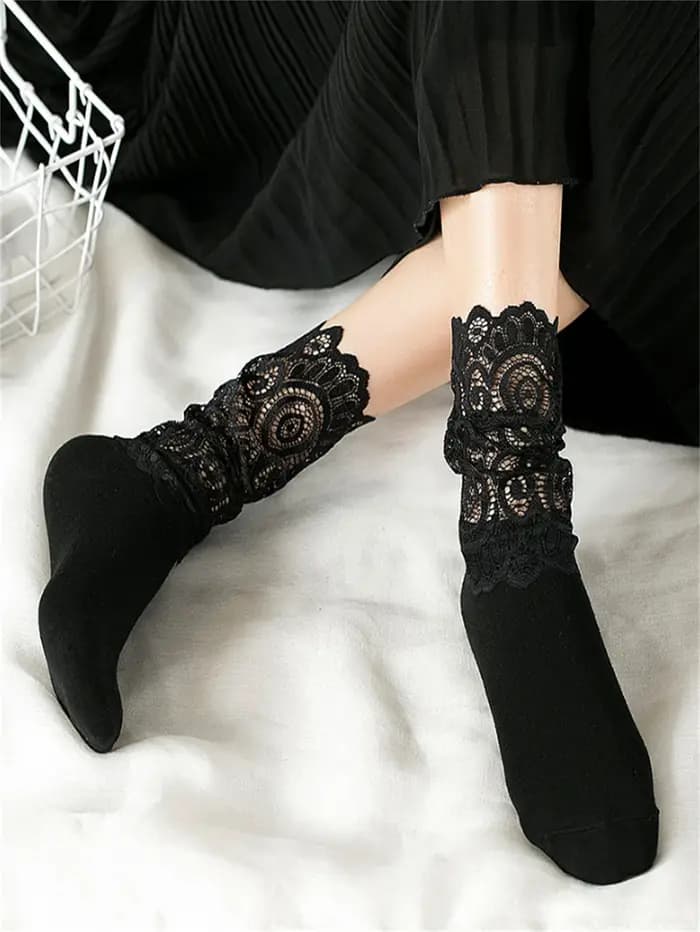 Chaussettes Sexy en dentelle florale pour femmes