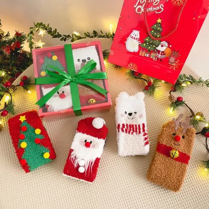 Chaussettes créatives en velours de corail du père noël