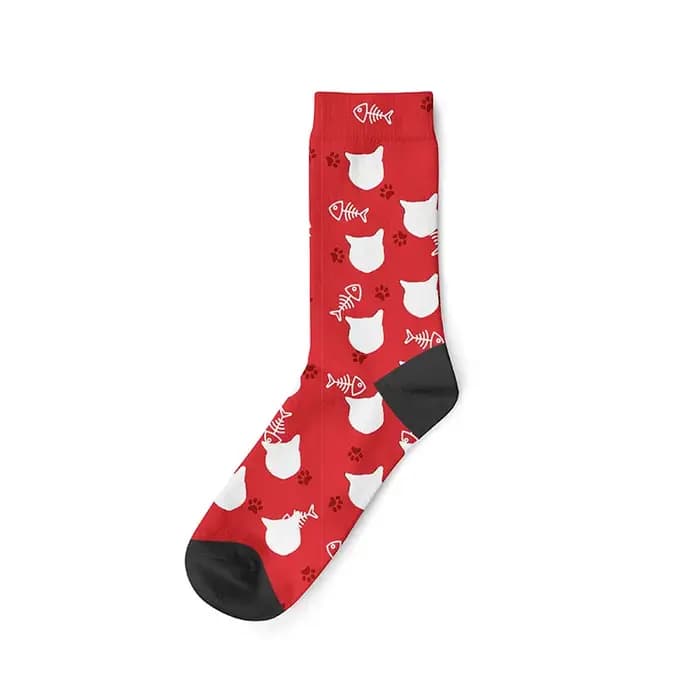 Chaussettes de personnalité personnalisées pour hommes et femmes, impression 3D, drôle, chat, arête de poisson, chiot, Photo personnalisée, texte d'amour, Logo, chaussettes en coton