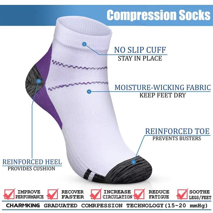 7Paires / 5Paires Chaussettes de compression Fasciite plantaire Relief Coussinets de pied pour femmes Hommes Soutien de cheville Talon Éperons Chaussettes de protection de la douleur