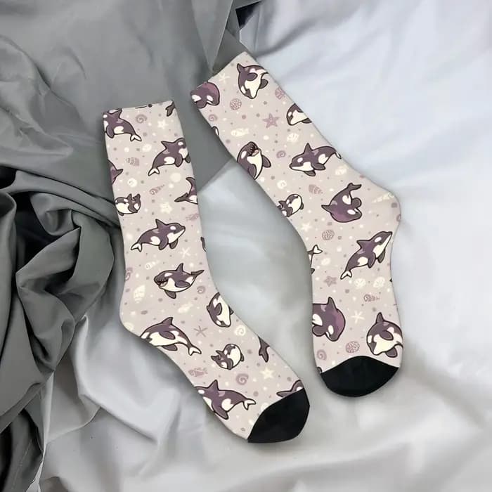 Orca - Sea Life Pattrn chaussettes bas drôles femmes hommes