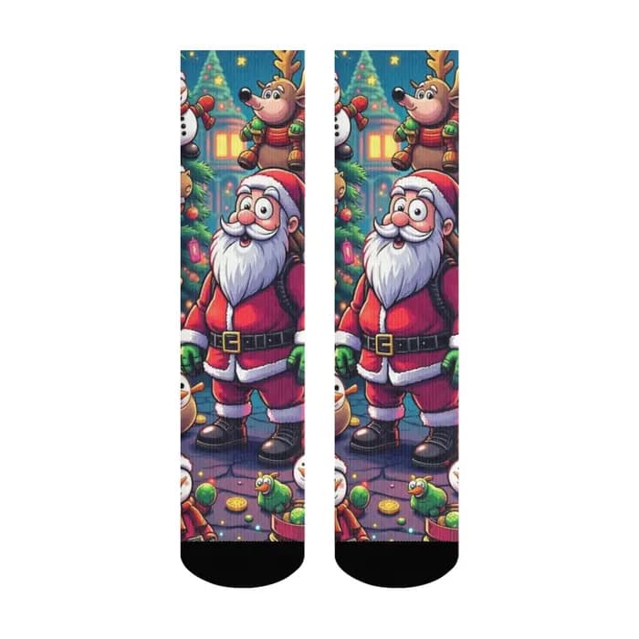 Chaussettes joyeuses sur le thème de noël, chaussettes amusantes imprimées de dessin animé du père n